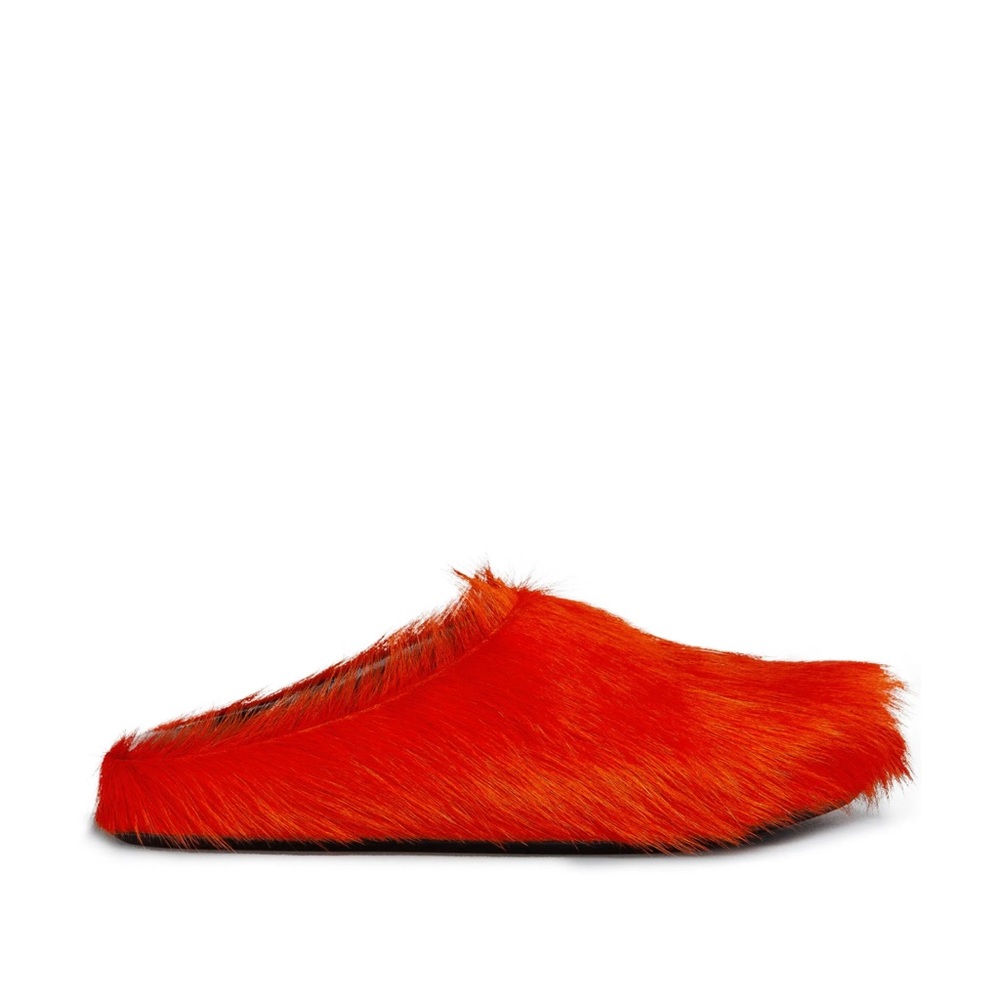 Marni Fussbet Sabot Calf Hair Slippers - Orange - Women's Size 39